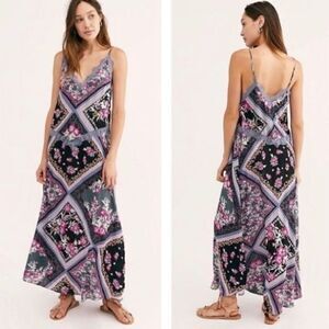 Free People graphite combo lace slip dress small